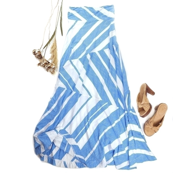 Lilly Pulitzer 100% Pima Cotton  Blue White Striped Strapless Maxi Dress… - Picture 7 of 16